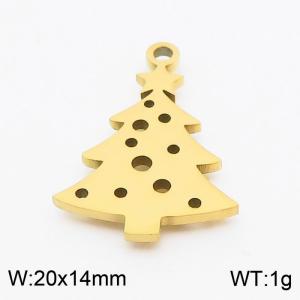 Gold-Plated Stainless Steel Cartoon Christmas Tree Charm - KLJ8366-Z