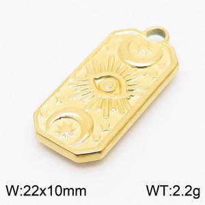 Gold-Plated Stainless Steel Moon&Stars&Eye of Sun Patterns Square Charm - KLJ8370-Z