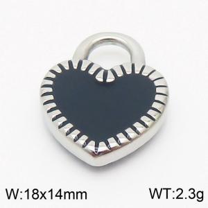 Drop Glue Black Stainless Steel Heart Lock Jewelry Accessories - KLJ8371-Z