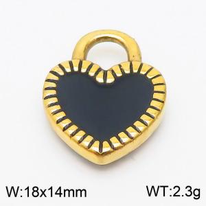 Drop Glue Black Stainless Steel Heart Lock 18K Gold Plated Jewelry Accessories - KLJ8372-Z