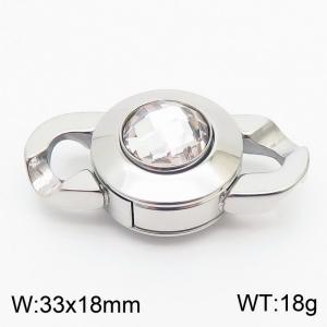 Silver Color Stainless Steel White Glass Clasp - KLJ8527-Z