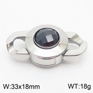 Silver Color Stainless Steel Black Glass Clasp - KLJ8530-Z