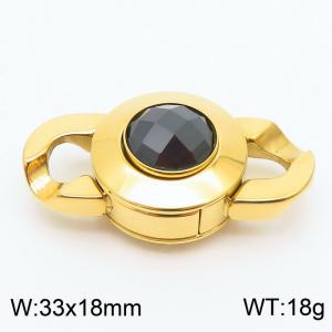 Gold Color Stainless Steel Black Glass Clasp - KLJ8531-Z