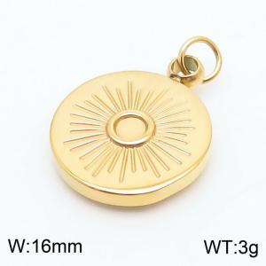 Stainless steel simple and fashionable circular carved pattern jewelry charm gold pendant - KLJ8582-Z