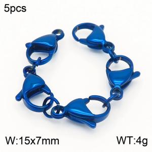 15*7mm Vacuum plated blue stainless steel 5 lobster clasp - KLJ8736-Z