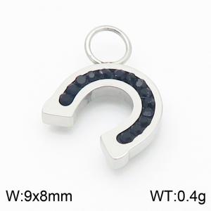 Black Zircon Crystal DIY Jewelry Rhinestone High Quality Stainless Steel Horseshoe Charms - KLJ8965-GC