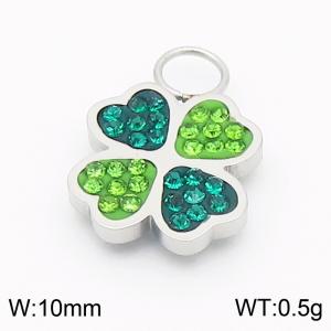 Popular Fashion Green Zircon Crystal DIY Jewelry Rhinestone High Quality Stainless Steel Clover Heart Charms - KLJ8966-GC