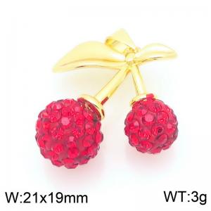 Stainless steel red crystal cherry accessories - KLJ9316-ZLD