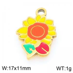 Stainless steel colored sunflower gold-plated accessories - KLJ9514-ZLA