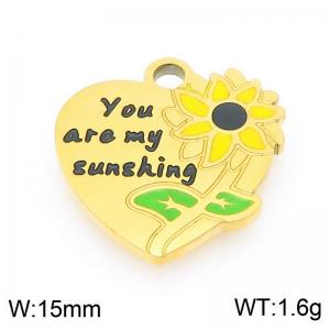 Stainless steel sunflower pattern heart-shaped gold-plated accessory - KLJ9517-ZLA