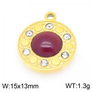 Stainless steel diamond inlaid circular gold-plated accessory - KLJ9518-ZLA