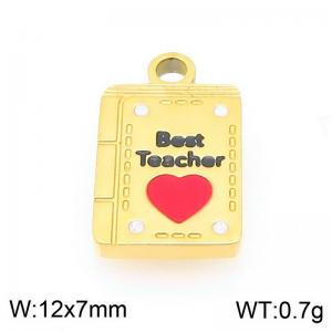 Stainless steel red heart, the best teacher gold-plated accessory - KLJ9522-ZLA