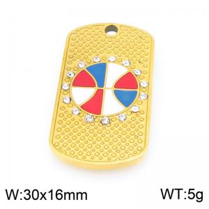 Stainless steel diamond studded basketball pattern tag - KLJ9531-ZLA