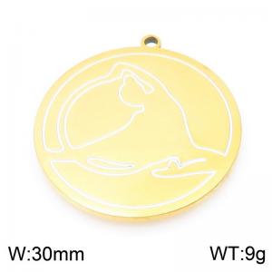Stainless steel circular yoga girl pattern gold-plated accessory - KLJ9534-ZLA