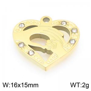 Stainless steel diamond inlaid heart-shaped gold-plated accessories - KLJ9562-ZLA