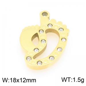 Stainless steel inlaid with diamonds, sized footprints, gold-plated accessories - KLJ9563-ZLA