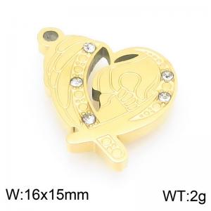 Stainless steel diamond inlaid heart-shaped gold-plated accessories - KLJ9564-ZLA