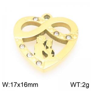 Stainless steel diamond studded mother daughter heart-shaped gold-plated accessory - KLJ9565-ZLA