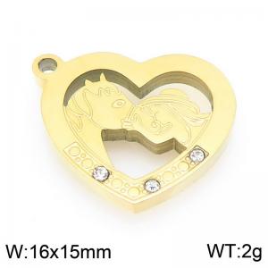 Stainless steel diamond studded heart-shaped gold-plated accessory for little girl and horse - KLJ9566-ZLA