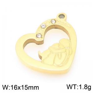 Stainless steel diamond studded hollowed out heart-shaped gold-plated accessory for girls and dogs - KLJ9567-ZLA