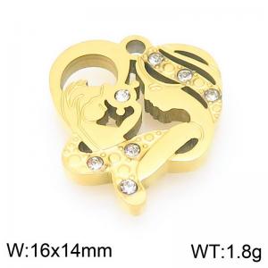 Stainless steel diamond inlaid mother son gold-plated accessory - KLJ9568-ZLA