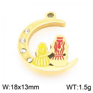 Stainless steel diamond inlaid colorful mother daughter moon accessory - KLJ9569-ZLA