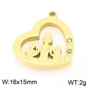 Stainless steel diamond inlaid mother and child hollow heart-shaped gold-plated accessory - KLJ9572-ZLA
