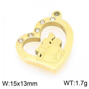 Stainless steel diamond inlaid mother daughter hollow heart gold plated accessory - KLJ9574-ZLA