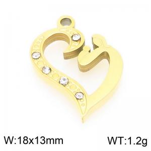 Stainless steel diamond inlaid hollow heart gold plated accessory - KLJ9576-ZLA