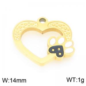 Stainless steel colored cat paw hollow heart-shaped gold-plated accessory - KLJ9581-ZLA