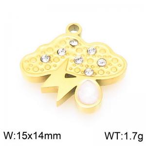 Stainless steel inlaid with diamonds and pearls symbolizing thunderstorm weather, gold-plated accessories - KLJ9584-ZLA