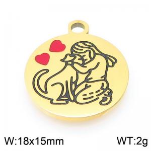 Stainless steel girl and pet dog pattern gold-plated accessory - KLJ9607-ZLA