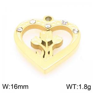 Stainless steel diamond inlaid hollow flower heart gold-plated accessory - KLJ9635-ZLA