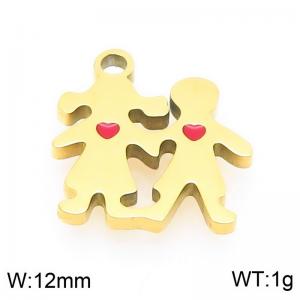 Stainless steel red heart-shaped male and female gold-plated accessories - KLJ9636-ZLA