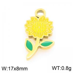 Stainless steel colored sunflower gold-plated accessories - KLJ9638-ZLA
