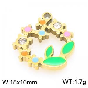 Stainless steel diamond inlaid colorful flower wreath gold plated accessories - KLJ9639-ZLA