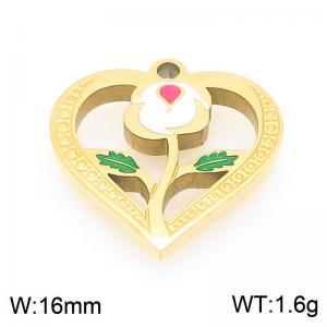 Stainless steel heart-shaped hollow flower gold-plated accessory - KLJ9642-ZLA