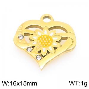 Stainless steel diamond inlaid sunflower hollow heart gold-plated accessory - KLJ9648-ZLA