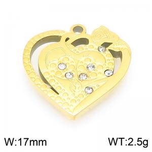 Stainless steel diamond inlaid hollow heart gold plated accessory - KLJ9649-ZLA