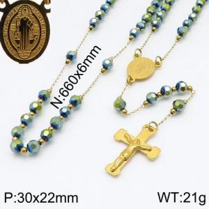 Stainless Steel Rosary Necklace - KN107196-NZ
