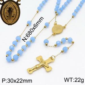 Stainless Steel Rosary Necklace - KN107201-NZ