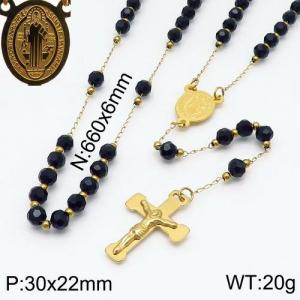 Stainless Steel Rosary Necklace - KN107205-NZ