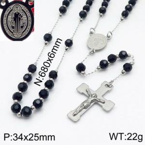 Stainless Steel Rosary Necklace - KN107210-NZ