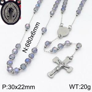 Stainless Steel Rosary Necklace - KN107215-NZ