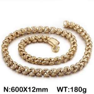 SS Gold-Plating Necklace - KN109681-KJX