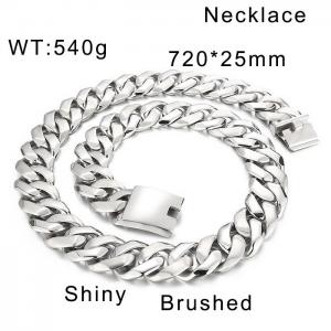 Steel color cast thick necklace punk style hip-hop chain - KN11092-D