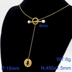 SS Gold-Plating Necklace - KN111010-Z