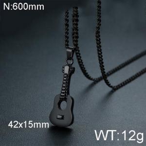 Stainless Steel Black-plating Necklace - KN111913-WGSF
