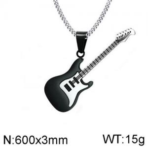 Stainless Steel Black-plating Necklace - KN111932-WGSF
