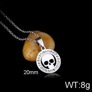 Stainless Steel Stone Halloween skull Necklace - KN112200-WGLN